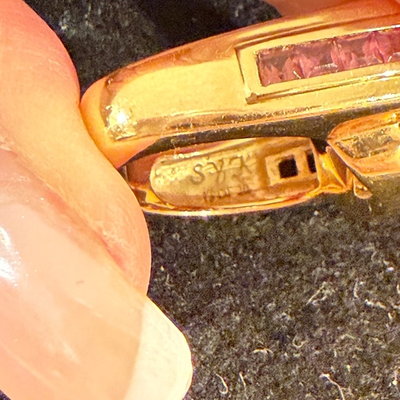 Rubelite Euro Shank Solid 18 Kt Yellow Gold Ring - Picture 9 of 13